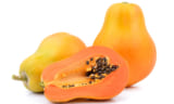 ripe papaya on white background