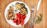 Grilled vegetables and silverware