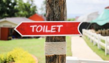Toilet wood arrow sign