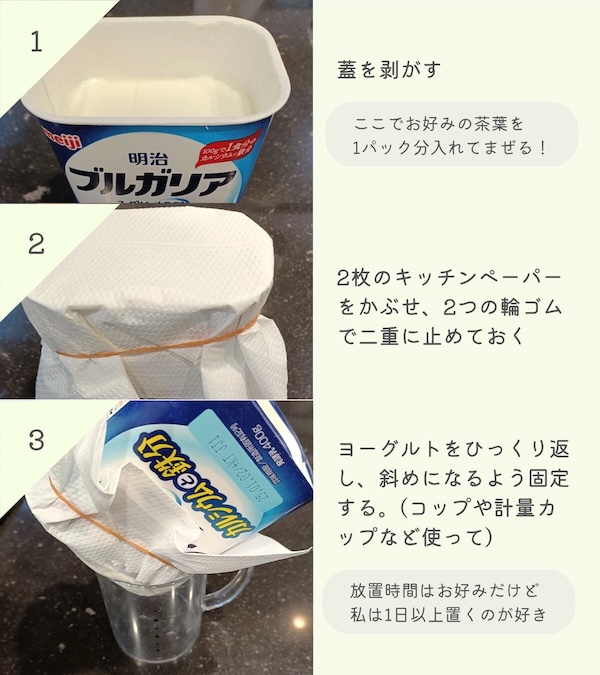 TSUKIさん流水切りヨーグルトの作り方